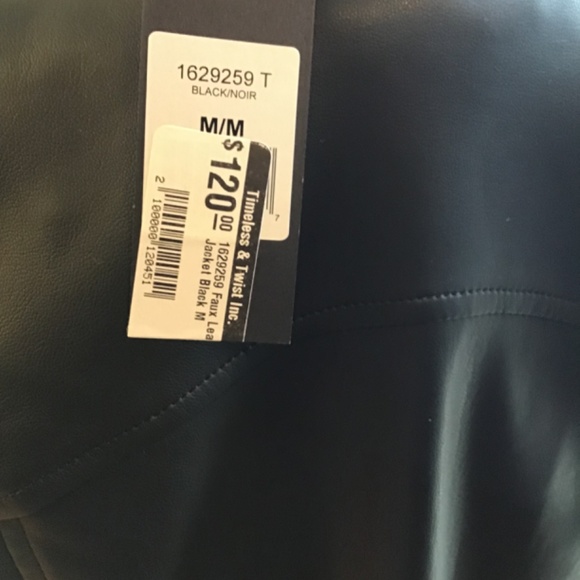 Black Tape Faux Leather Jacket, Tags on - Picture 7 of 8